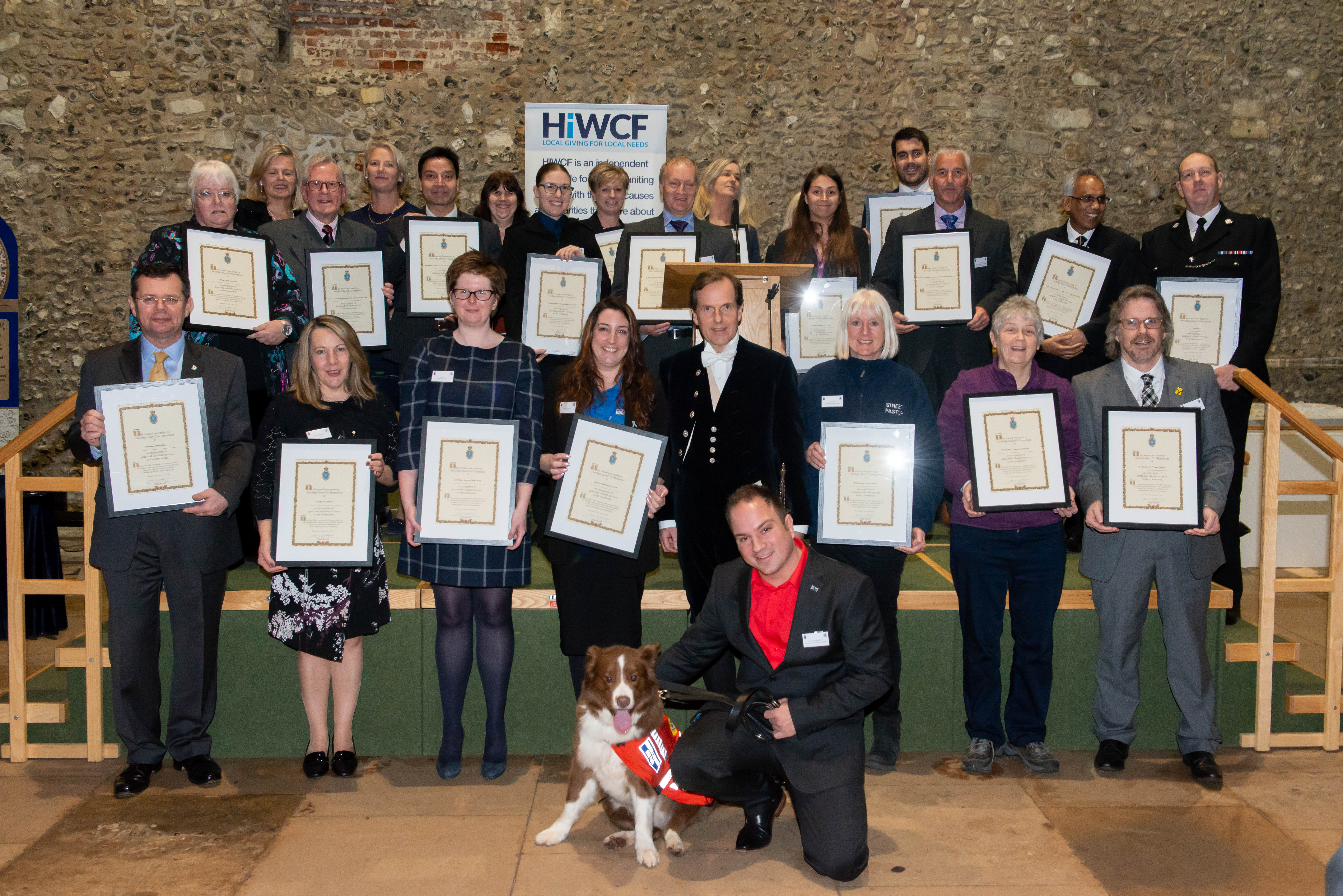 Kev Saunders wins Hampshire High Sheriff Award for 'Going beyond the Call of Duty' 
(Pictured: Kev Saunders & Search Dog Zak from Hampshire Search & Rescue Dogs) 